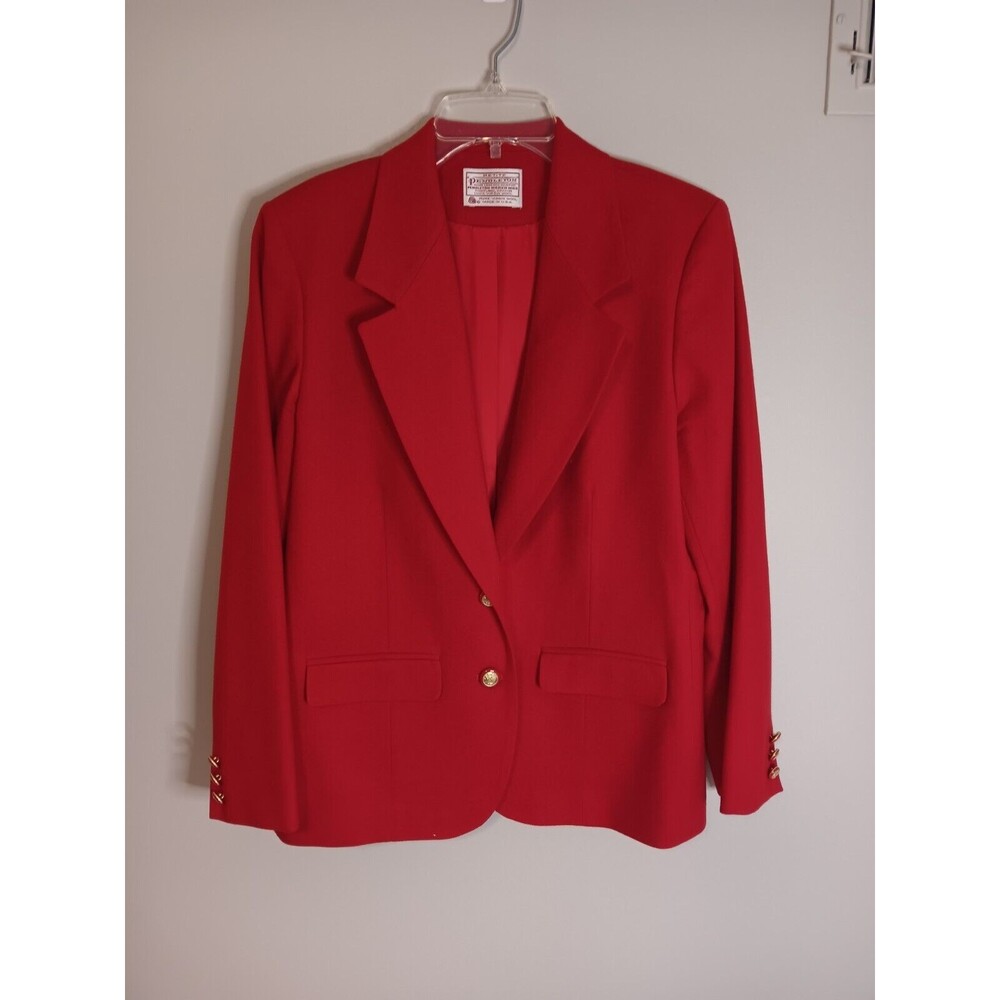 Vintage Pendleton 100% Virgin Wool Red Blazer Sz 10 Petite Gold Button